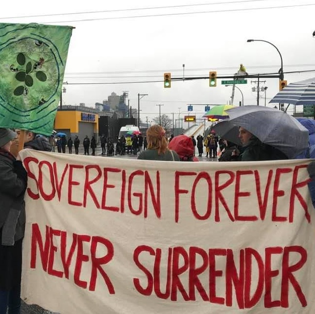 Indigenous solidarity: Sovereign Forever, Never Surrender!