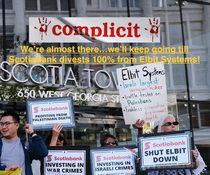 Scotiabank must divest completely from Elbit Systems!